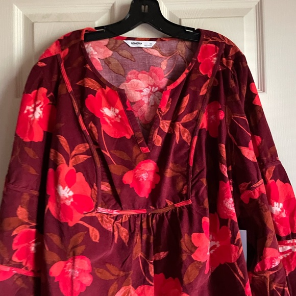 Sonoma Women's Size 2X Red Floral Corduroy Shirt - Picture 6 of 15